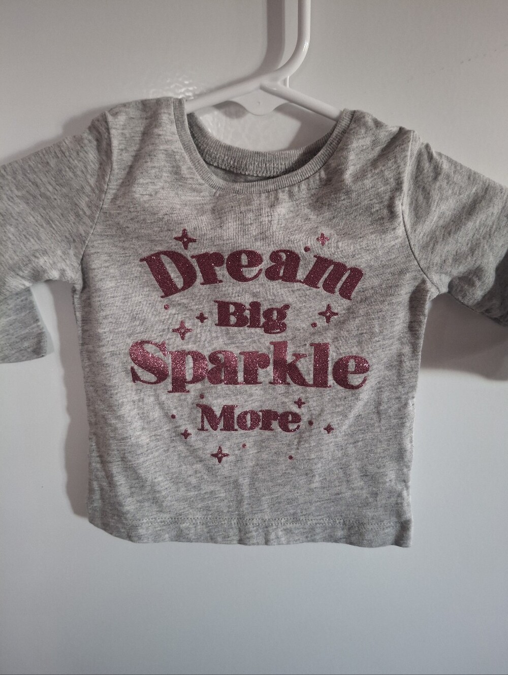 Kids Gray Long-Sleeve Shirt with Pink Sparkle Text